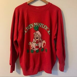 Vintage Red Sweatshirt “I’ve Been Mistletoed” • XL